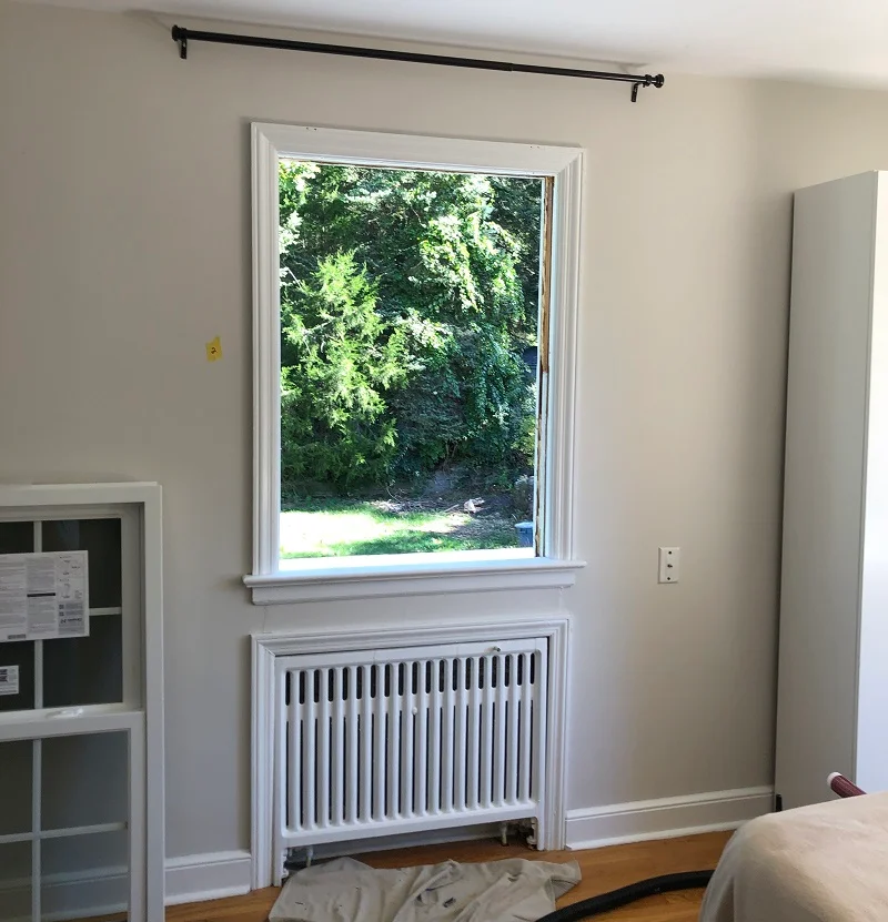 Double hung window removed from the wall